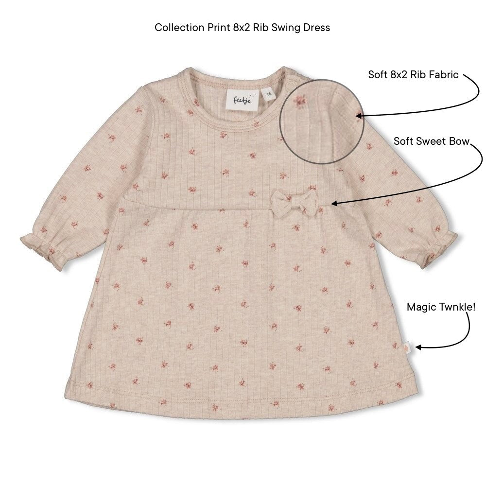 MORNING SUN Ribbed - Collection Flower Print Rib Swing Dress