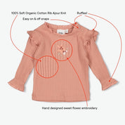 MORNING SUN - 5x5 Rib Ajour Ruffle Fashion Top