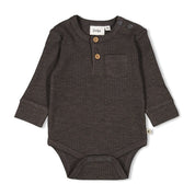 ROARSOME - Organic Cotton Slub Ribbed Long Sleeve Bodysuit