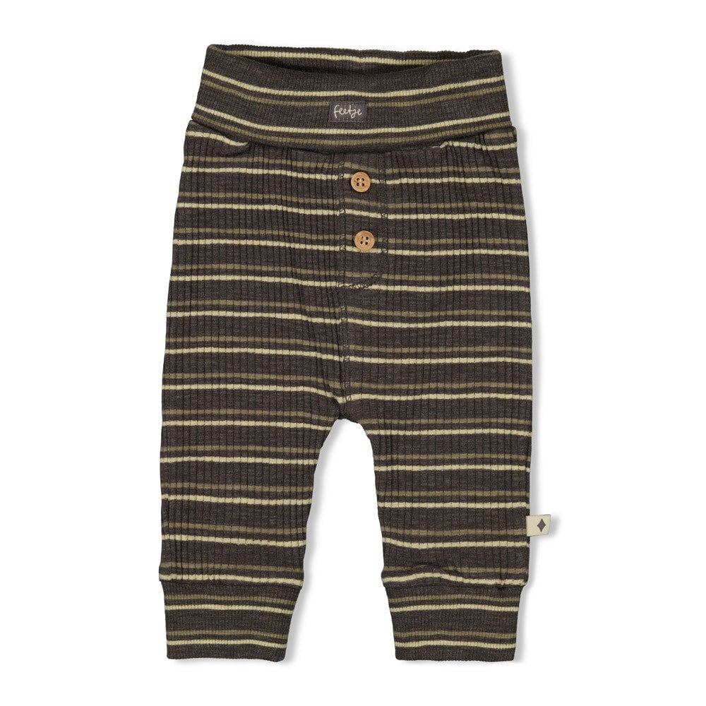 ROARSOME - Organic Cotton Striped Slub Ribbed Fashion Pants