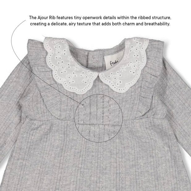 FIELDS OF GREEN - Rib Ajour Lace Collar Fashion Dress