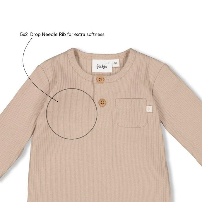 NARWAL - 5x2 Drop Needle Rib Henley Collar Fashion Top