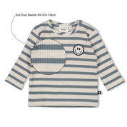 LET'S GO - smiley racer” 5x2 Drop Needle Rib Jersey Knit Fashion Top