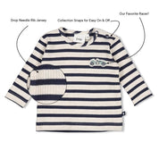 LET'S GO - 5x2 Rib Jersey Stripe Fashion Top