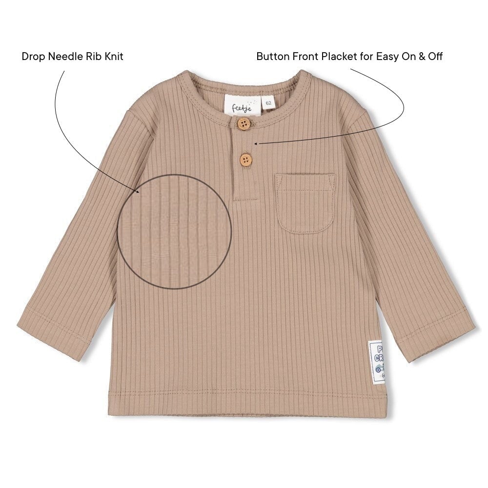 LET'S GO - 5x2 Drop Needle Rib Jersey Placket Top