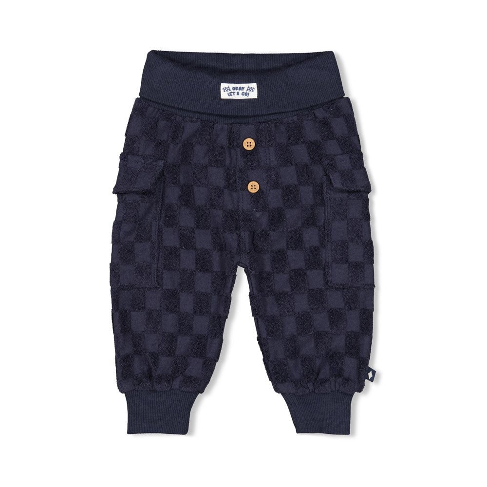 LET'S GO - Frottee Terry Knit Racing Check Pants