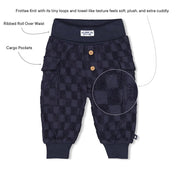 LET'S GO - Frottee Terry Knit Racing Check Pants