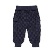 LET'S GO - Frottee Terry Knit Racing Check Pants