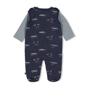 LET'S GO - 2-Piece Footed French Terry Fleece Romper with Peached Inside Jersey Knit Top