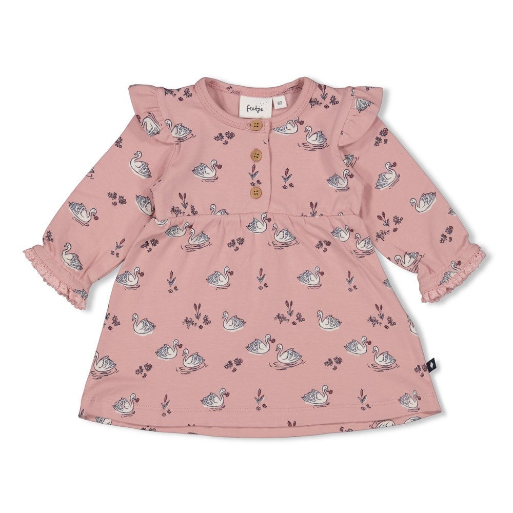 SWAN LAKE - Peached Inside Jersey Signature Print Dress