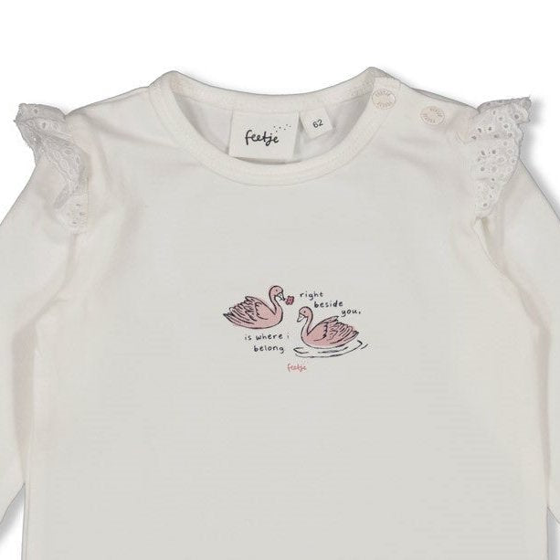 SWAN LAKE - Peached Inside Jersey & Pointelle Lace Top