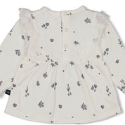 SWAN LAKE - Peached Inside Jersey & Pointelle Lace Ruffle Swing Top