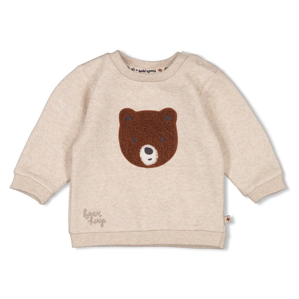 WILD WORLD - French Terry Fuzzy Bear Sweat Top