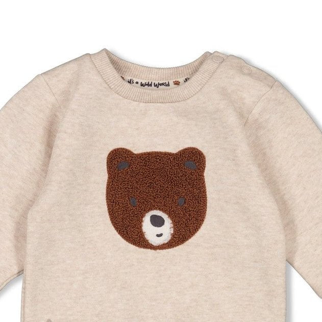 WILD WORLD - French Terry Fuzzy Bear Sweat Top