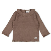 BETTER TOGETHER - Organic Cotton Ribbed Ruffle Collar Fashion Top