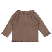 BETTER TOGETHER - Organic Cotton Ribbed Ruffle Collar Fashion Top