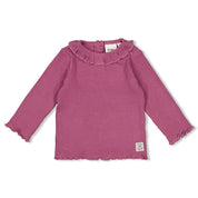 BETTER TOGETHER - Organic Cotton Ribbed Ruffle Collar Fashion Top