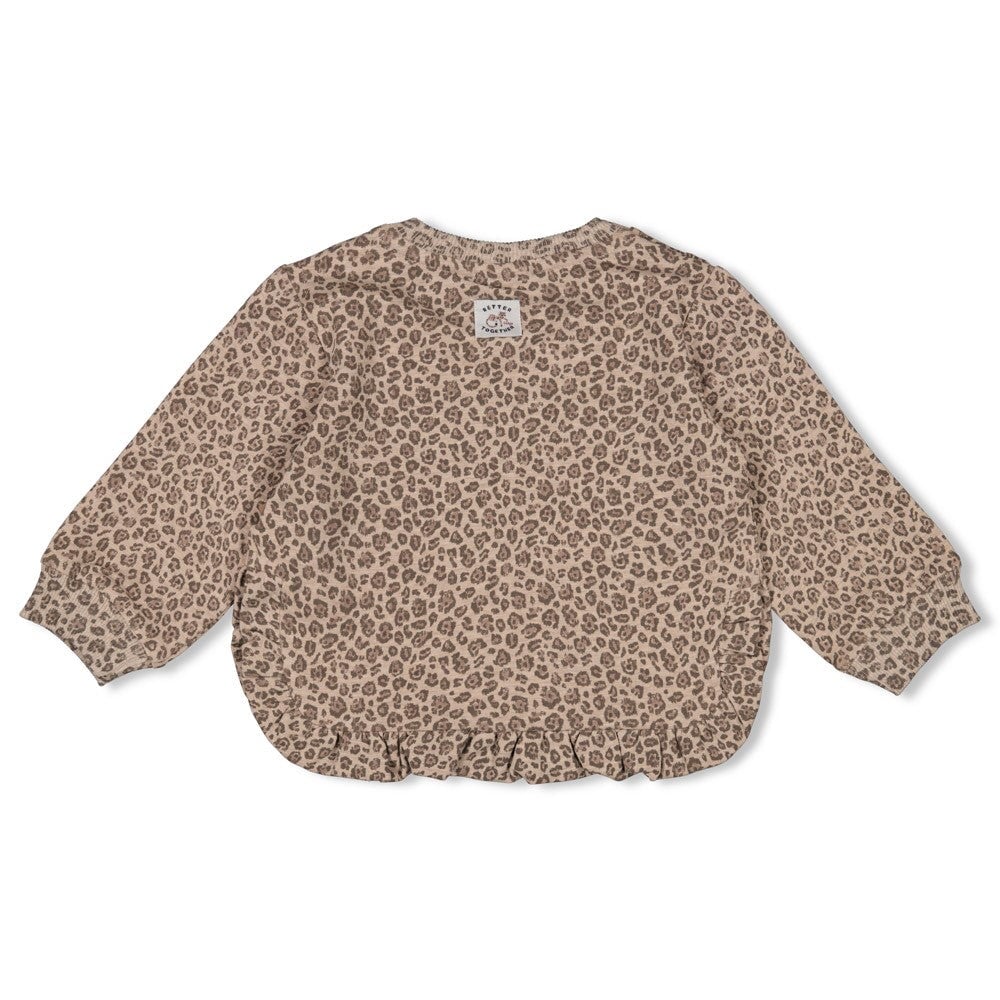 BETTER TOGETHER - Organic Cotton Leopard Brushed French Terry Ruffle Sweat Top