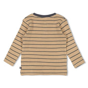 COUCH CLUB - Organic Cotton Striped Relief Rib Henley Fashion Top
