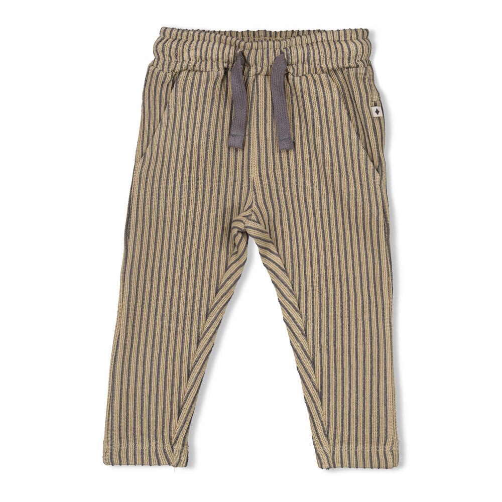 COUCH CLUB -Organic Cotton Rib Jacquard Striped Fashion Pants