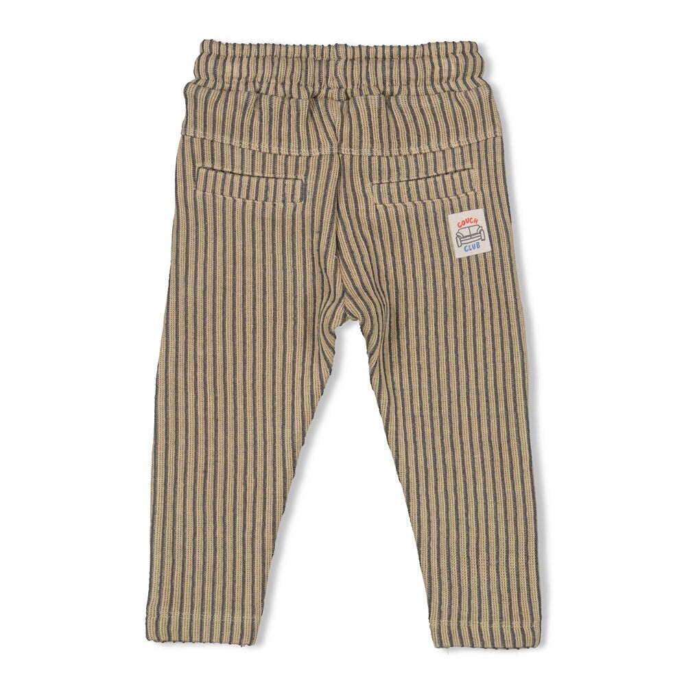 COUCH CLUB -Organic Cotton Rib Jacquard Striped Fashion Pants