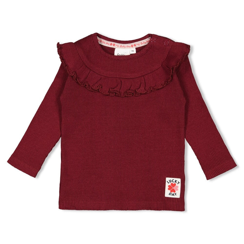 QUEEN OF HEARTS - Organic Cotton Ruffled Ribbed Fashion Top