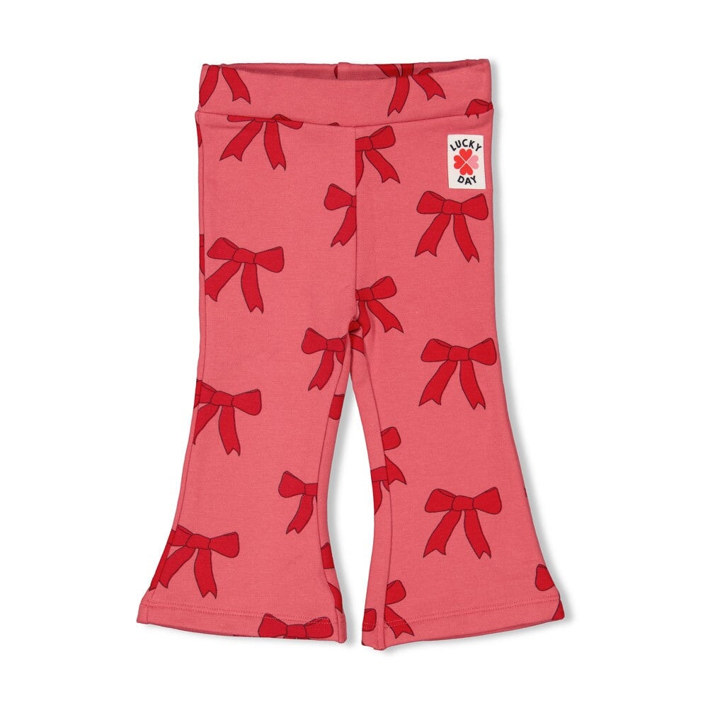 QUEEN OF HEARTS - Organic Cotton French Terry Ribbon Flare Fashion Pants