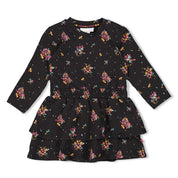 SHINE BRIGHT — Organic Cotton Single Jersey Floral Tiered Fashion Dress