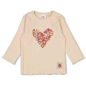 SHINE BRIGHT — Organic Cotton Rib Floral Heart Fashion Top