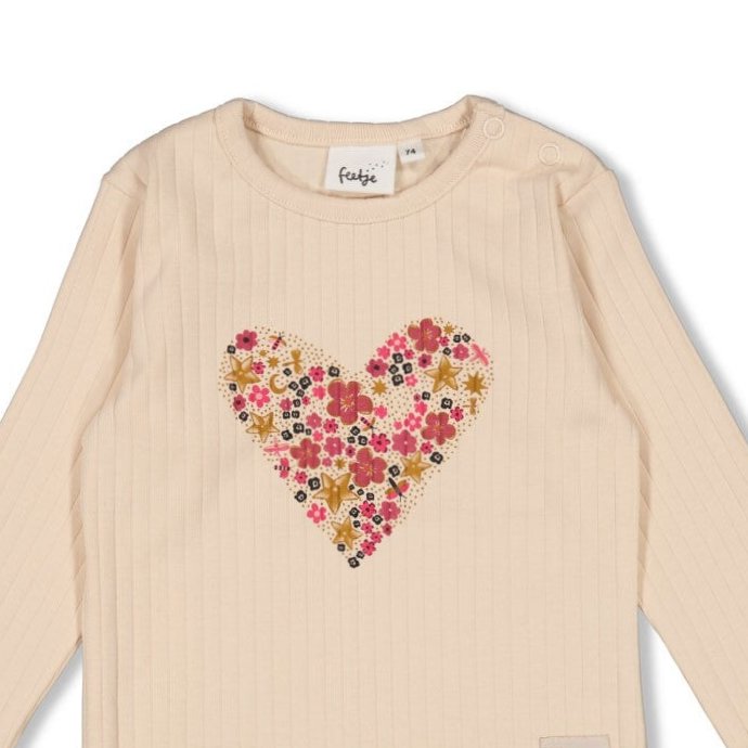 SHINE BRIGHT — Organic Cotton Rib Floral Heart Fashion Top