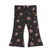 SHINE BRIGHT — Organic Cotton French Terry Celestial Floral Fashion Flare Pants