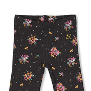 SHINE BRIGHT — Organic Cotton French Terry Celestial Floral Fashion Flare Pants