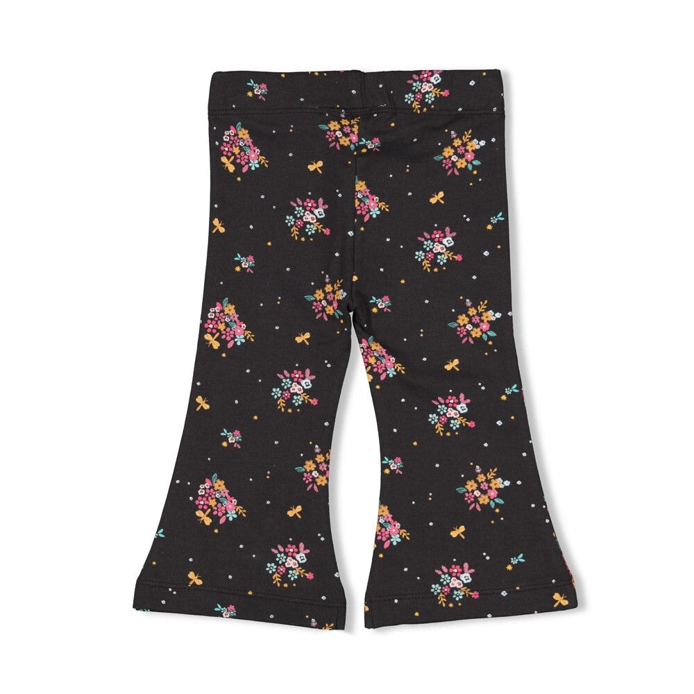 SHINE BRIGHT — Organic Cotton French Terry Celestial Floral Fashion Flare Pants