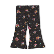 SHINE BRIGHT — Organic Cotton French Terry Celestial Floral Fashion Flare Pants