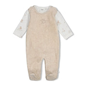 THE CUDDLE COMPANY - 2-Piece Velour Rib &amp; Print Footed Romper Set