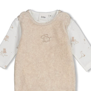 THE CUDDLE COMPANY - 2-Piece Velour Rib &amp; Print Footed Romper Set