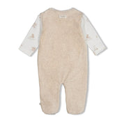 THE CUDDLE COMPANY - 2-Piece Velour Rib &amp; Print Footed Romper Set