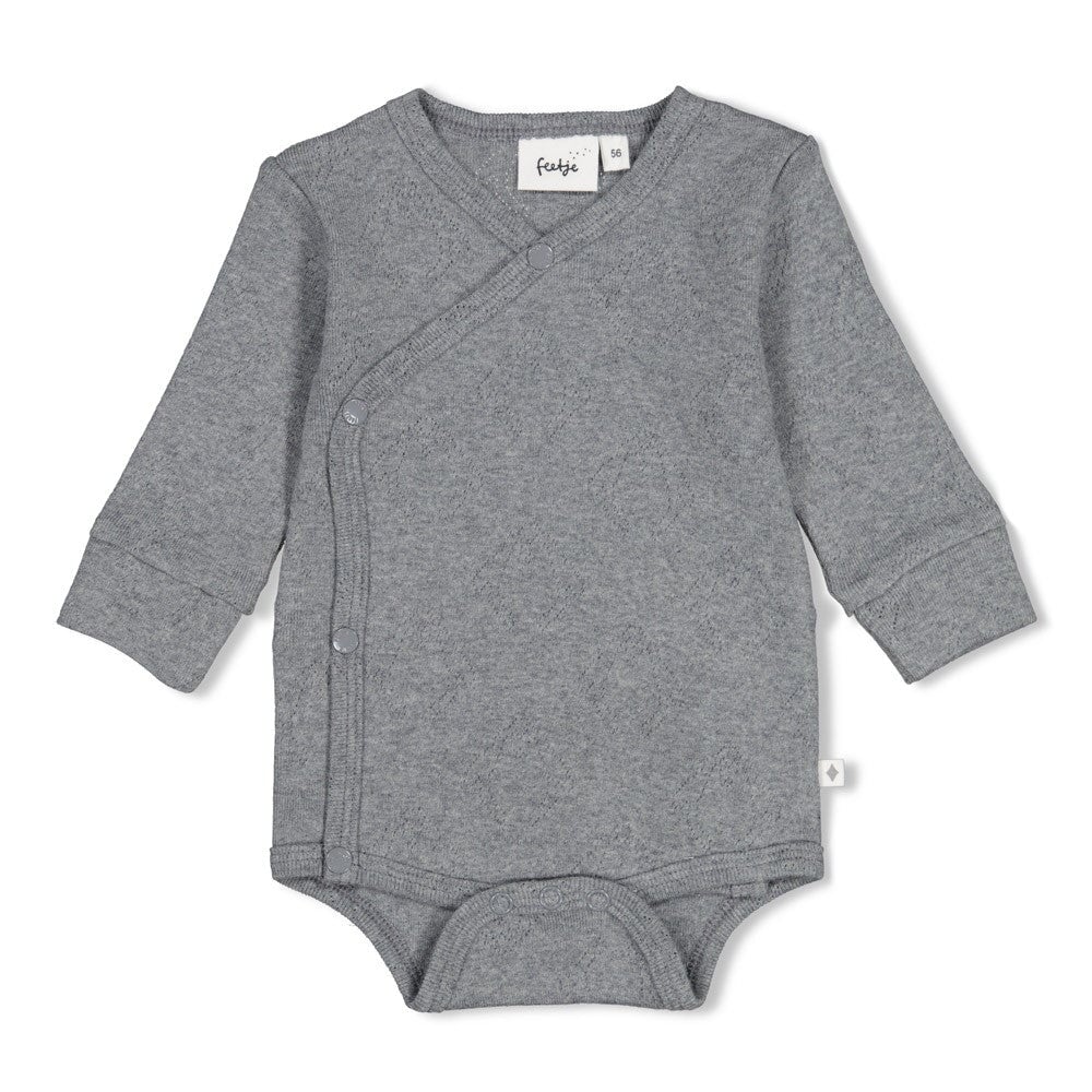 PENGUIN CUDDLES — Organic Cotton Rib Ajour Kimono Bodysuit