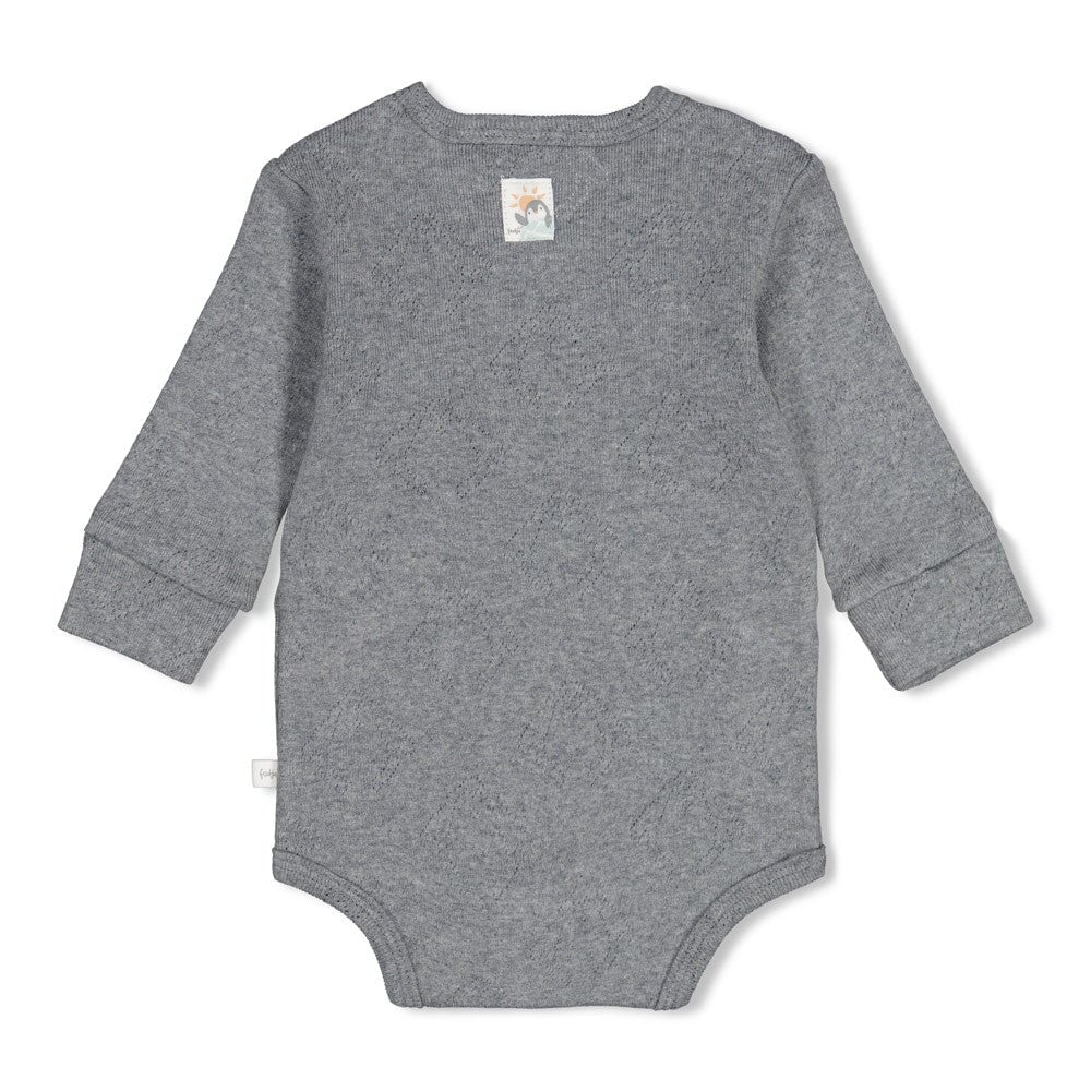 PENGUIN CUDDLES — Organic Cotton Rib Ajour Kimono Bodysuit