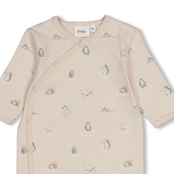 PENGUIN CUDDLES — Organic Cotton Printed Kimono One-Piece OverallP