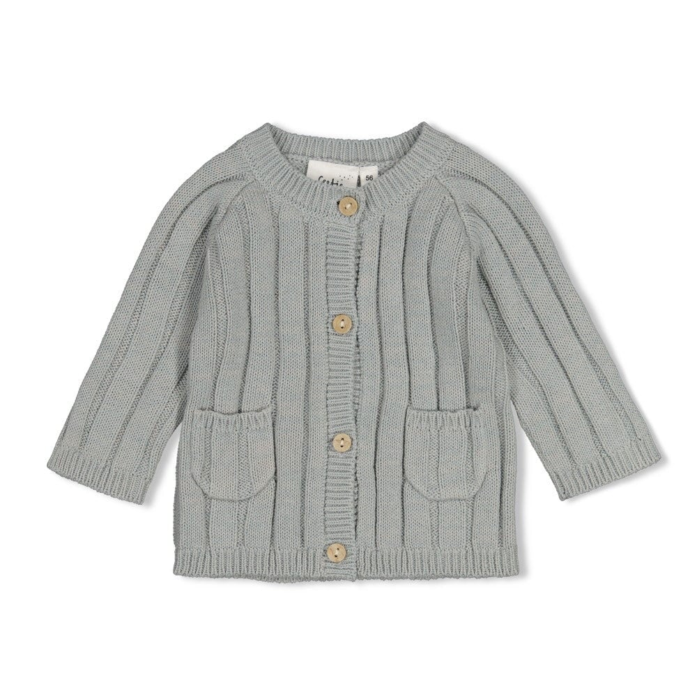 PENGUIN CUDDLES — Organic Cotton Chunky Rib Knit Cardigan Sweater