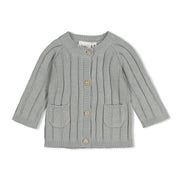 PENGUIN CUDDLES — Organic Cotton Chunky Rib Knit Cardigan Sweater