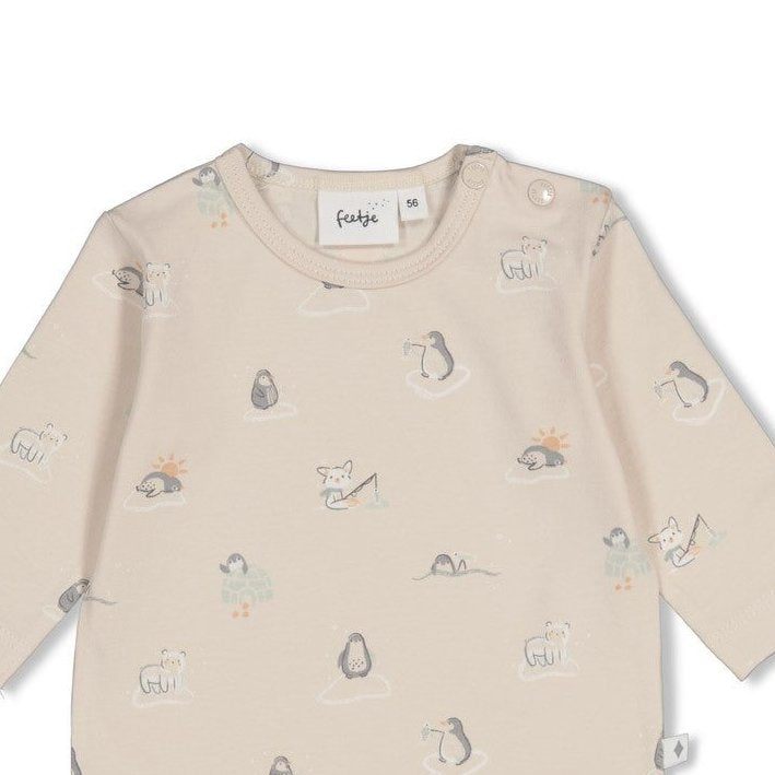 PENGUIN CUDDLES — Organic Cotton Printed Single Jersey Long-Sleeve Top
