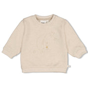 OVER THE MOON FOR YOU - Organic Cotton French Terry Embroidered Sweat Top