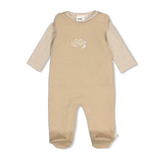 OVER THE MOON FOR YOU •  2-Piece Quilted &amp; Striped Footed Romper Set