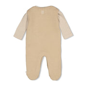 OVER THE MOON FOR YOU •  2-Piece Quilted &amp; Striped Footed Romper Set