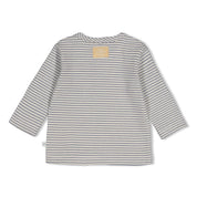 BREAKFAST BUDDY - Organic Cotton Striped Rib Knit Henley Fashion Top