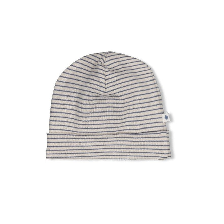 BREAKFAST BUDDY - Organic Cotton Striped Rib Knit Bonnet