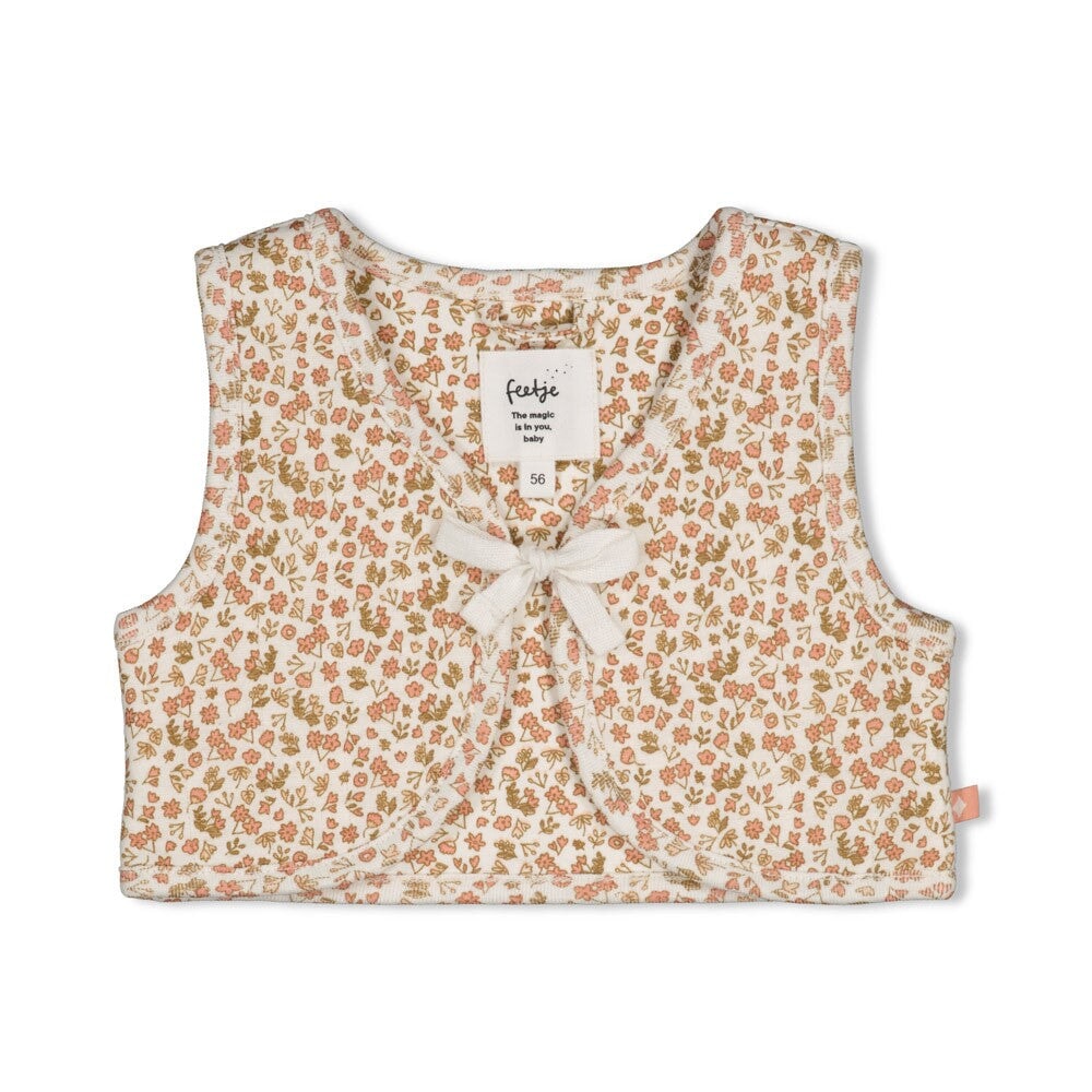 FALL IN LOVE — Organic Cotton Floral Tie-Front Fashion Vest
