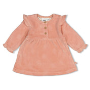 FALL IN LOVE — Organic Cotton Embossed Velour Ruffled Dress